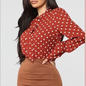 Red polka dot work shirt